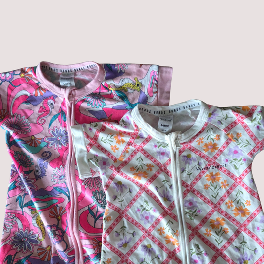 Bonds Wondersuit Floral Rompers 3-6m Bundle