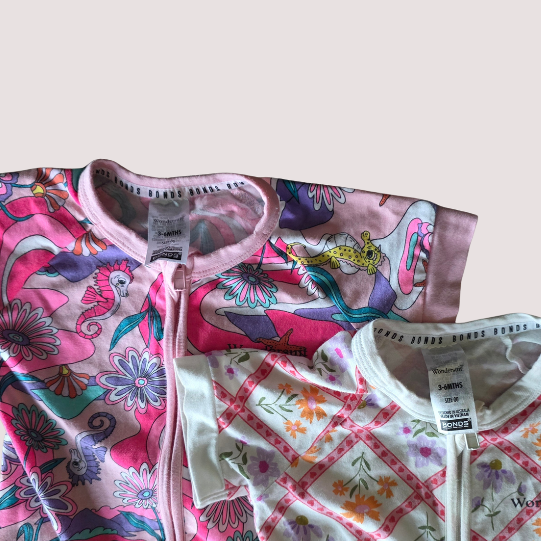 Bonds Wondersuit Floral Rompers 3-6m Bundle