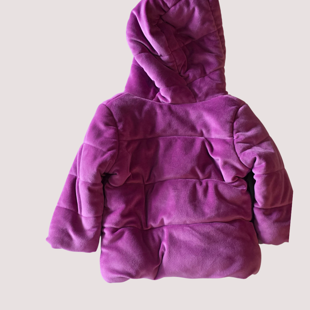 Velour Purple Puffer Jacket 12m