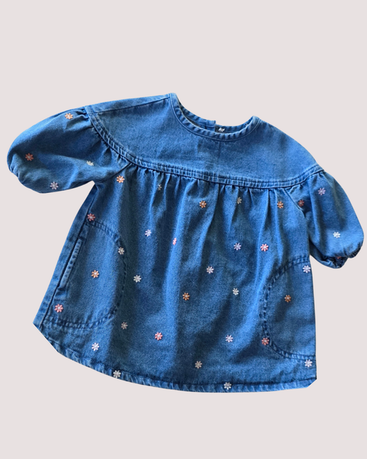 Floral Denim Print Dress 12-18m