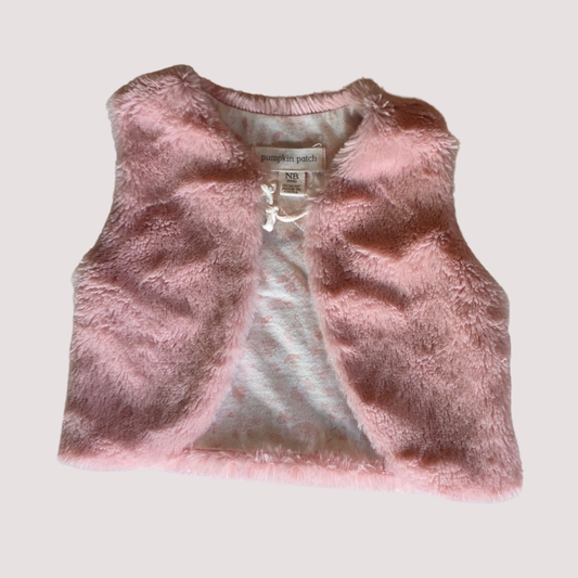 Pumpkin Patch Faux Fur Pink Vest