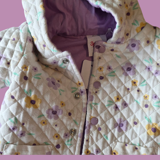Sprout Quilted Floral Jacket 6-12m