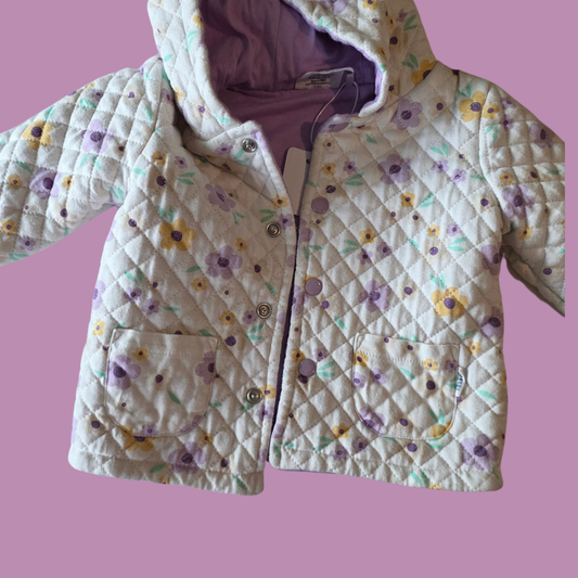 Sprout Quilted Floral Jacket 6-12m