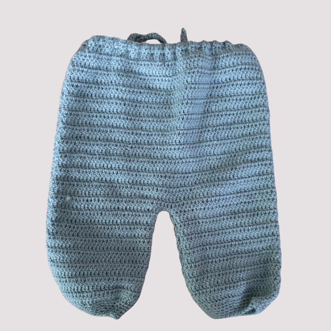 Handmade Knit Blue Pants 0-6m