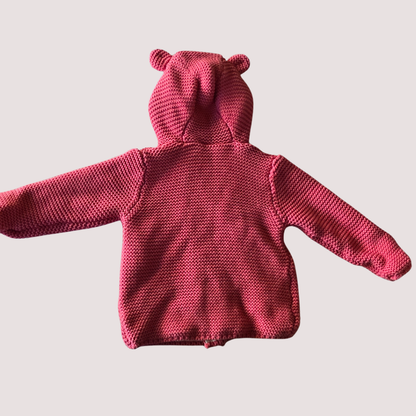 M&S Floral Lined Knit Jacket with Hood 6-9 m