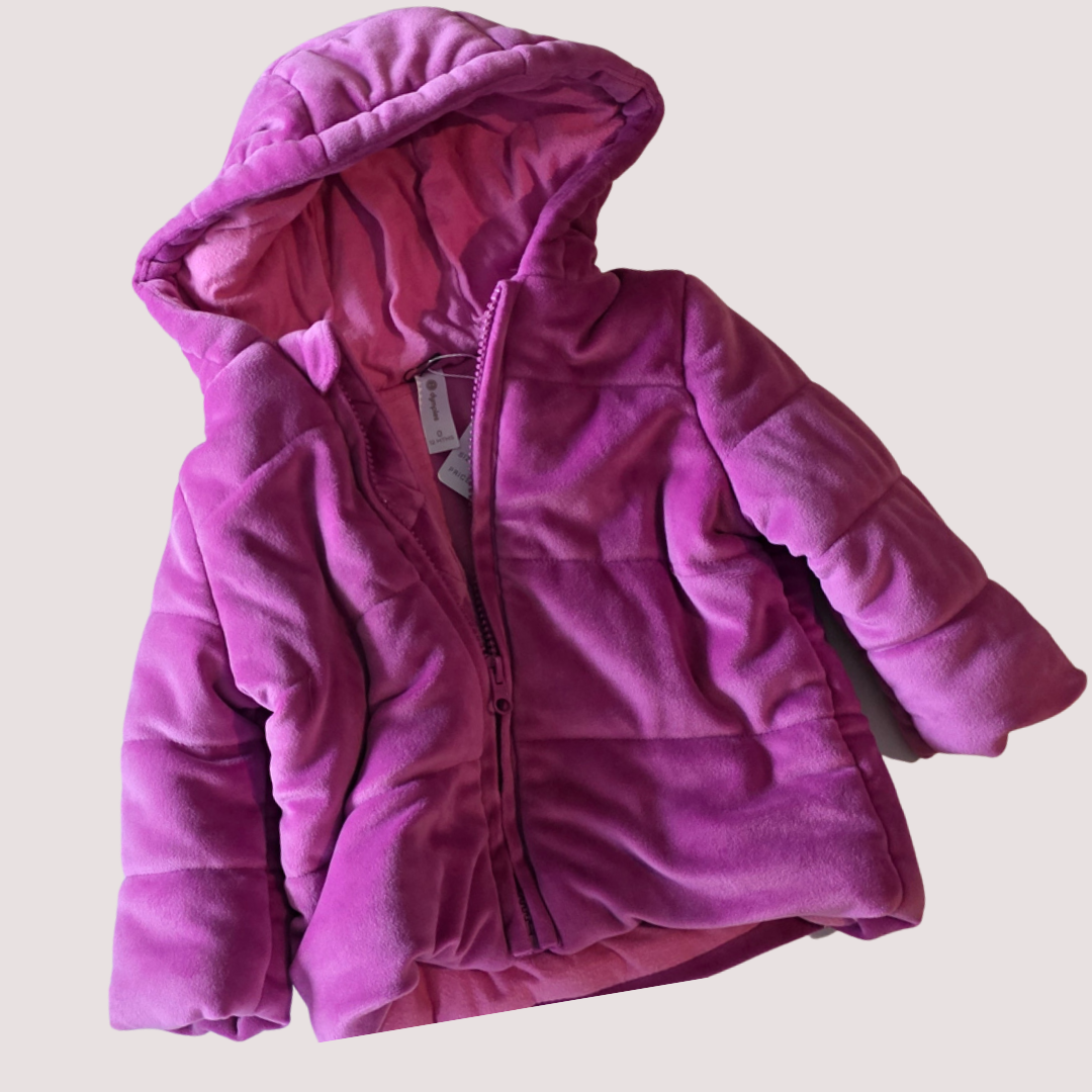 Velour Purple Puffer Jacket 12m