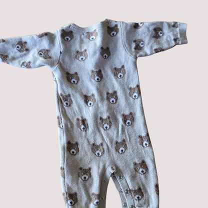 Purebaby Bear Button Romper 0-3m