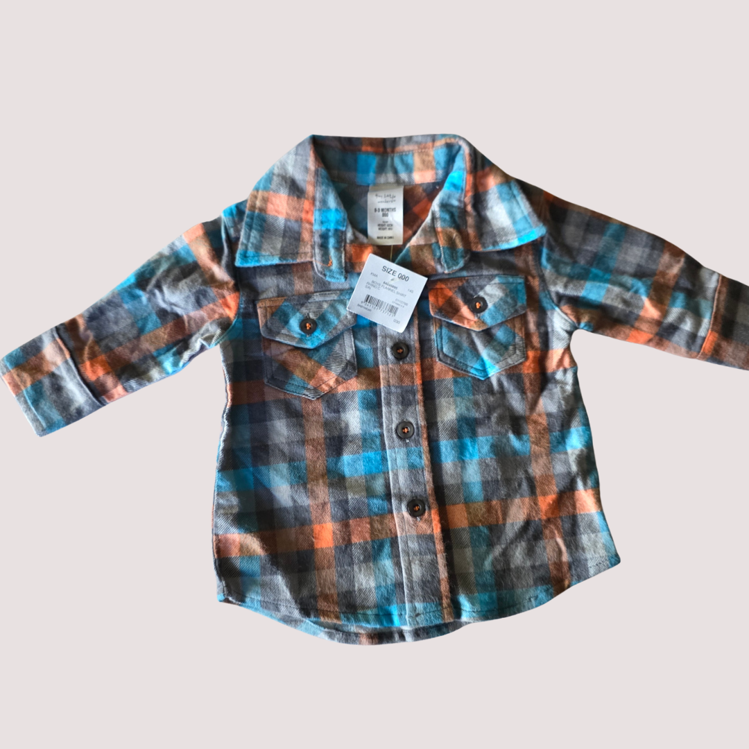 Tiny Little Wonders Flannel Shirt – 0–3 Months