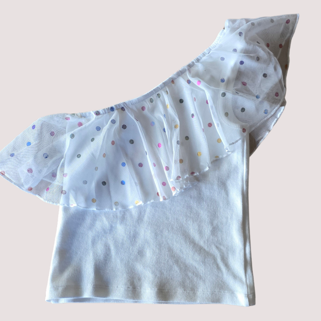 Milkshake Ribbed Cross-Over Sleeve Top  Size 6